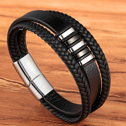 Men's multi-layer braided leather bracelet 1194116945667