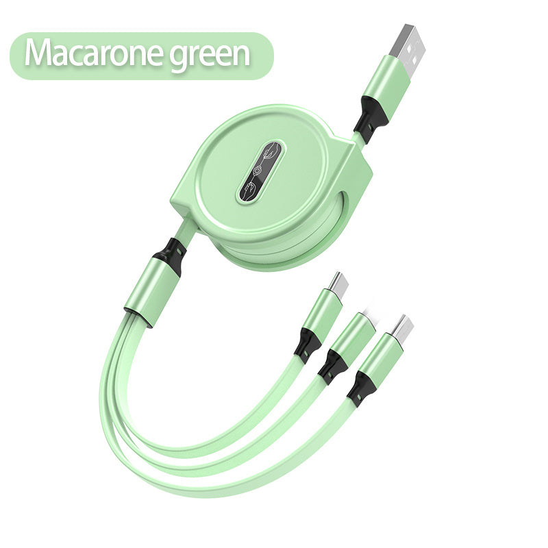 Macaron One-to-three Telescopic Data Cable 3A Fast Charge Three-in-one - 图片 5