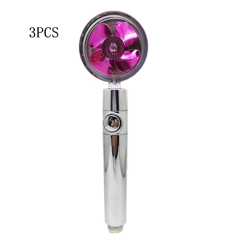 Propeller Driven Shower Head With Stop Button And Cotton Filter Turbocharged High Pressure Handheld Shower Nozzle 11c31d86 b1