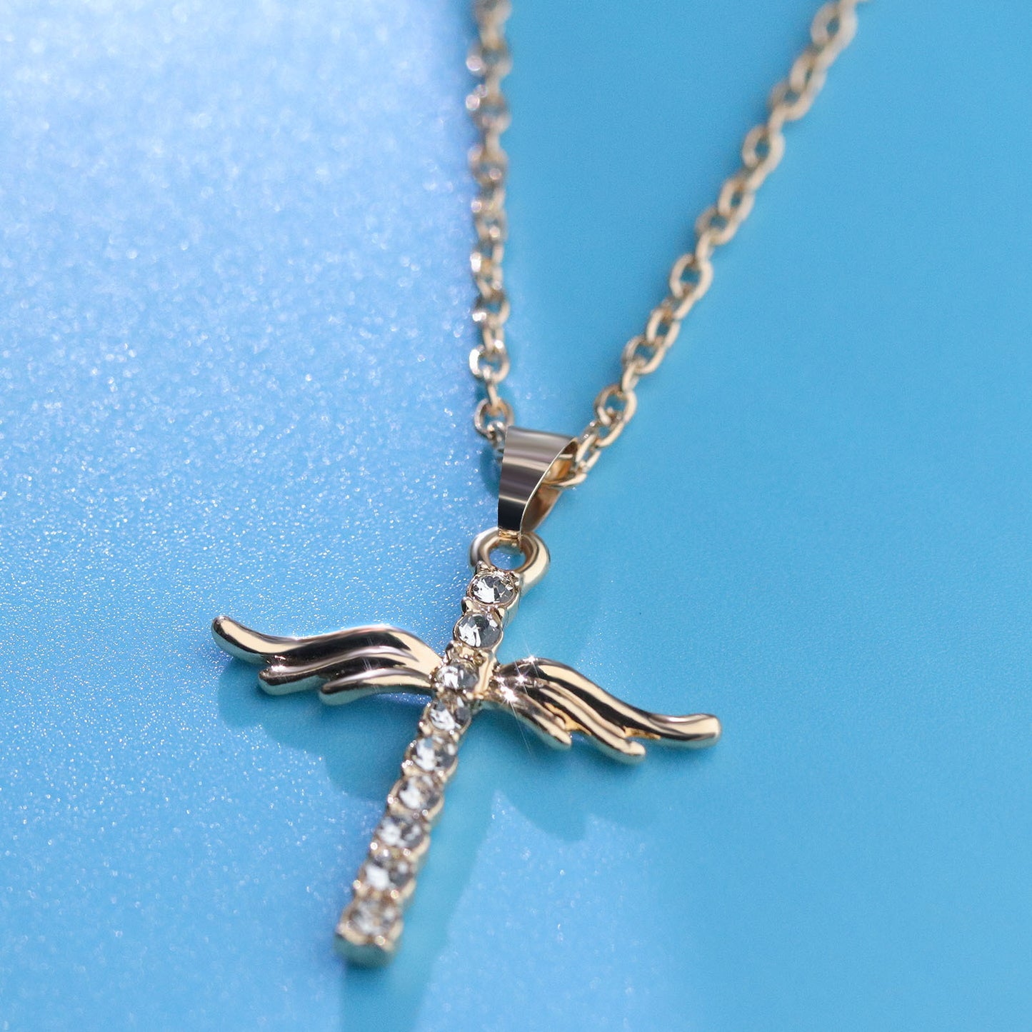Angel Wings Cross Pendant Necklace For Woman With O Type Stainless Steel Chain Necklace Jewelry Gift 11cfde76 fc1a 4c3d b43f 