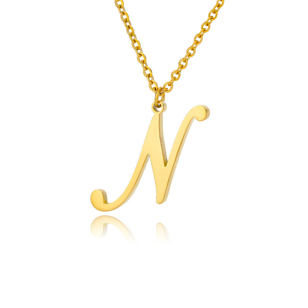Stainless Steel 26 English Letter Necklace 11df8dd3 410c 4178 9718 74c10e3517d3
