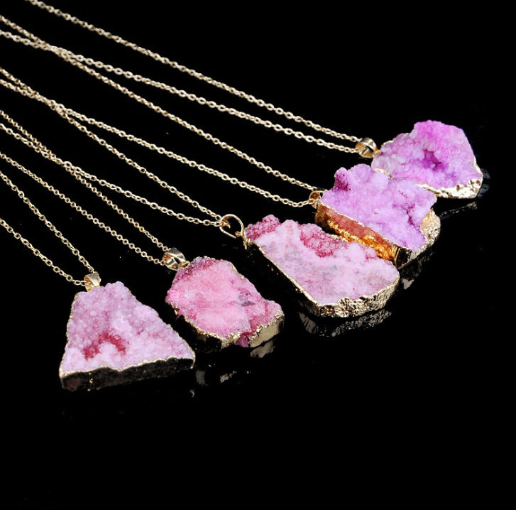 Natural rough stone hole unpolished pendant necklace clavicle chain neck chain sweater chain accessories 1208673576109