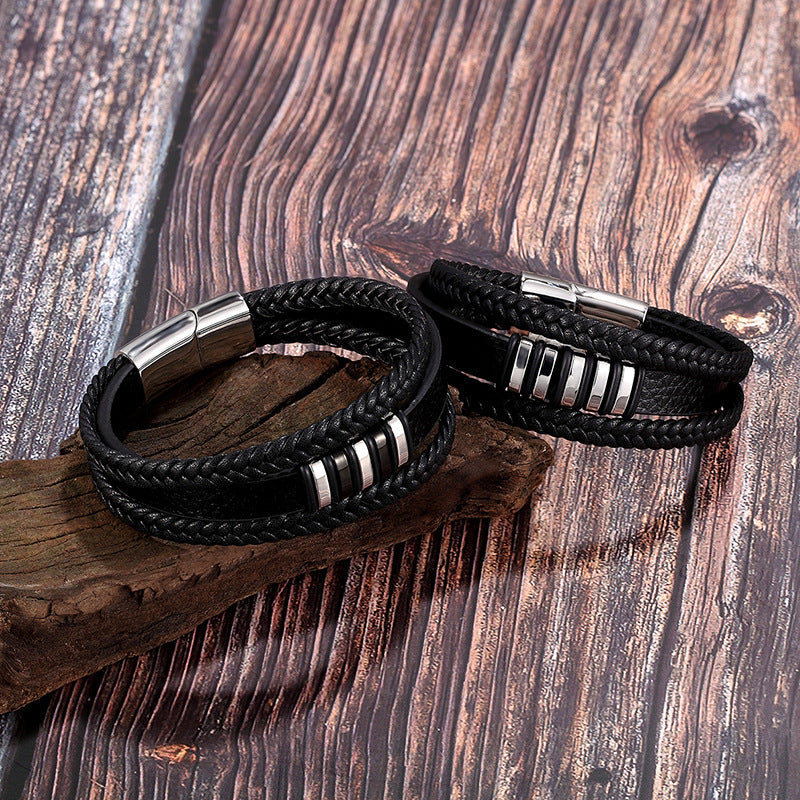 Men's multi-layer braided leather bracelet 1212545932812