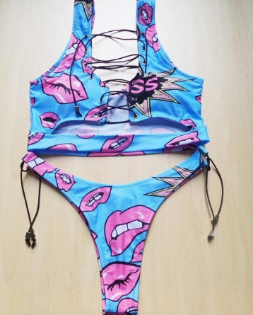 Pineapple Bikini for big boob Women Lace Up Swimwear Thong bikini set two pieces Swimsuit Bathing Suit female 1215563049561
