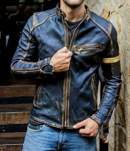 Motorcycle Leather Jacket For Men 1215707926023