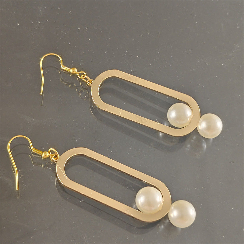 Elegant Fashion Metal Earrings Pearl Simple 121f9bc0 7a0b 4935 9896 ee7c1f6d6345