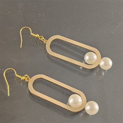 Elegant Fashion Metal Earrings Pearl Simple 121f9bc0 7a0b 4935 9896 ee7c1f6d6345