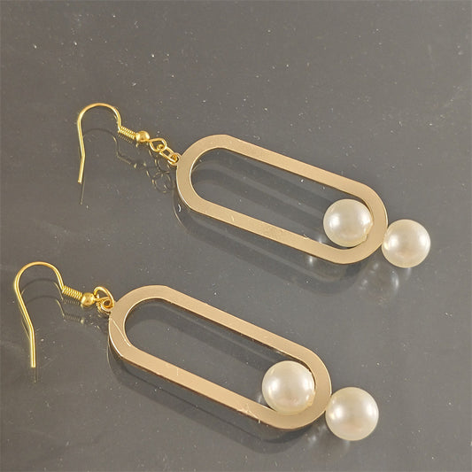 Elegant Fashion Metal Earrings Pearl Simple 121f9bc0 7a0b 4935 9896 ee7c1f6d6345