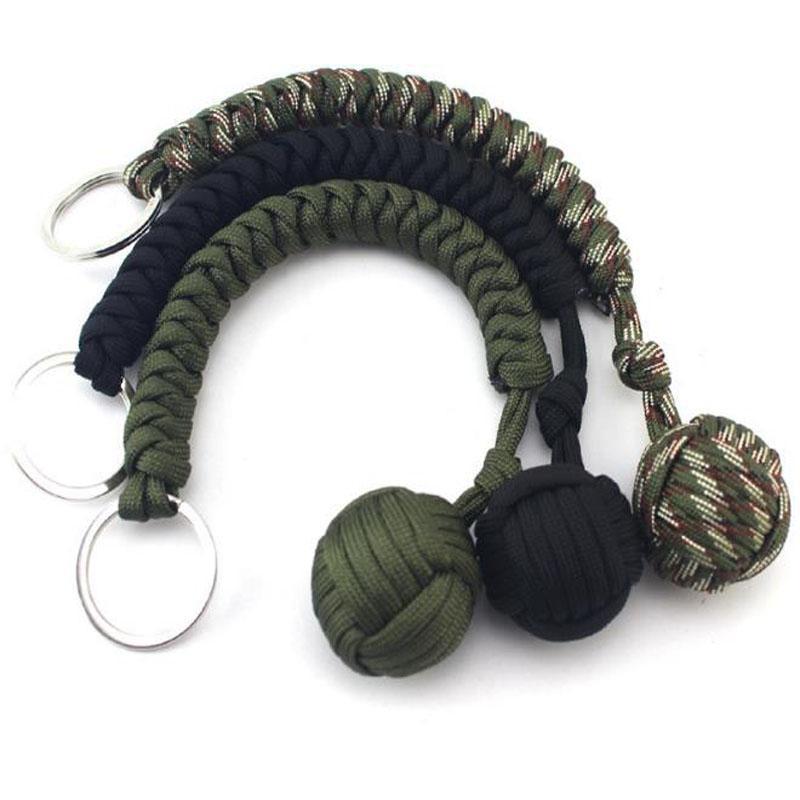Outdoor Seven Core Umbrella Rope Climbing Survival Key Chain Hanging Hand-woven Round Steel Ball 1220888815425