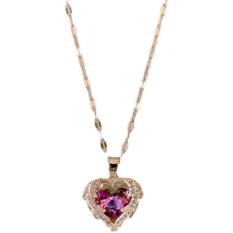 Crystal Ocean Heart Necklace Women's Colorless Clavicle Chain Net Red All-match 12209c4e 2641 438e b53d 8b0978d4c8b3