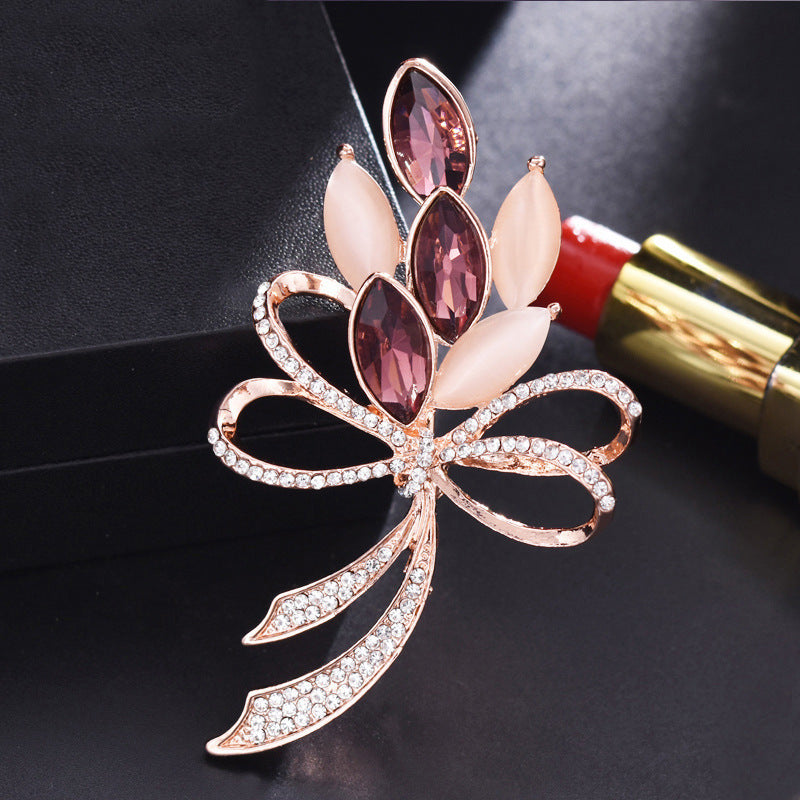 Diamond Set High-grade Brooch Female Silk Scarf buckle Alloy Chest 1224964867524