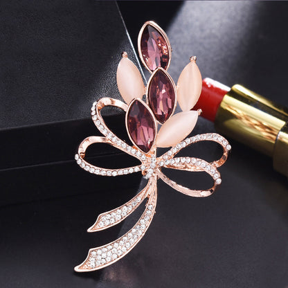 Diamond Set High-grade Brooch Female Silk Scarf buckle Alloy Chest 1224964867524