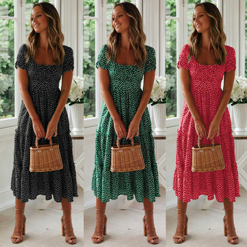 Short sleeved printed fashionable dress 1228823088676