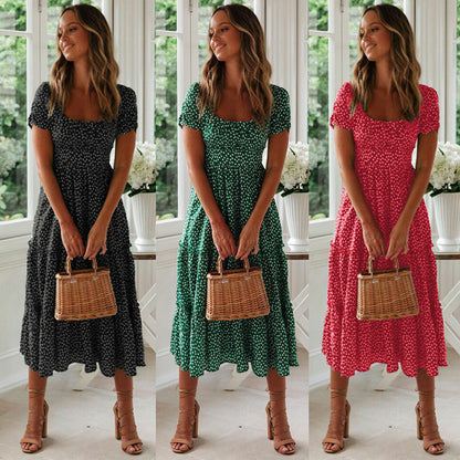 Short sleeved printed fashionable dress 1228823088676
