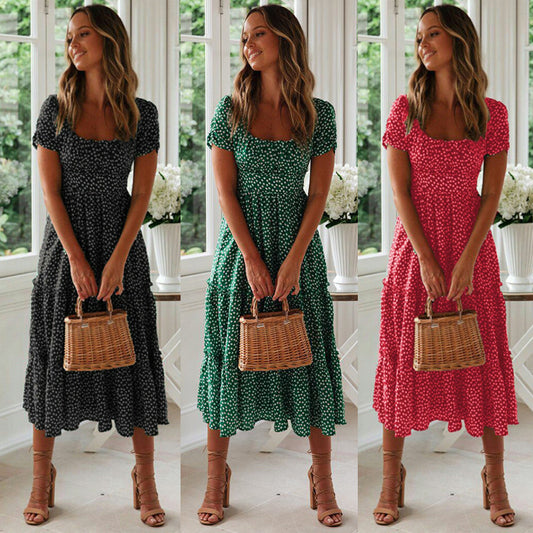 Short sleeved printed fashionable dress 1228823088676