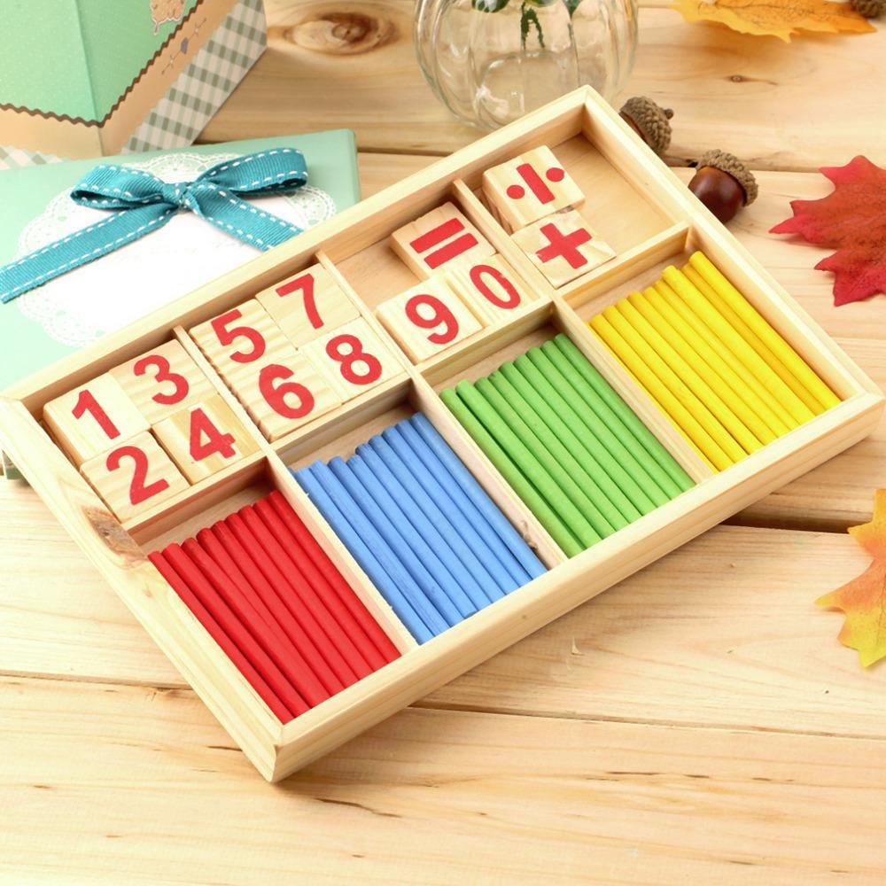 Math Manipulatives Wooden Counting Sticks Intelligence Montessori Math Wooden Color Calculation Education Enlightenment Toy 1
