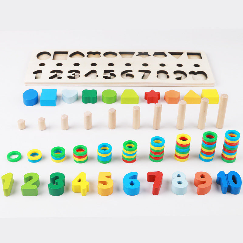 3 in 1 Early Educational Geometry Number Matching Montessori Wooden Toys - HD Wireless Product #3