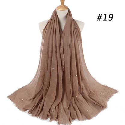Cotton and linen crumpled monochrome scarf 1236363754729