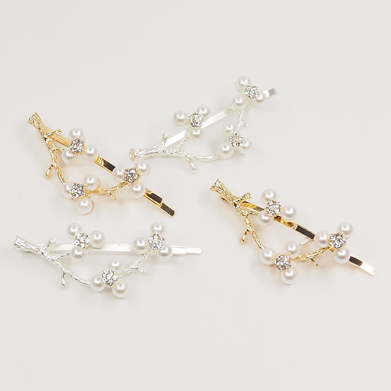 Pearl Zircon Plum Blossom Branch Bangs Clip 1237667585766