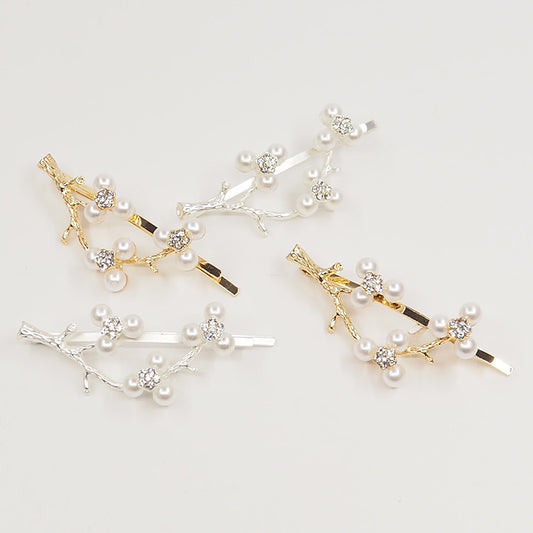 Pearl Zircon Plum Blossom Branch Bangs Clip 1237667585766