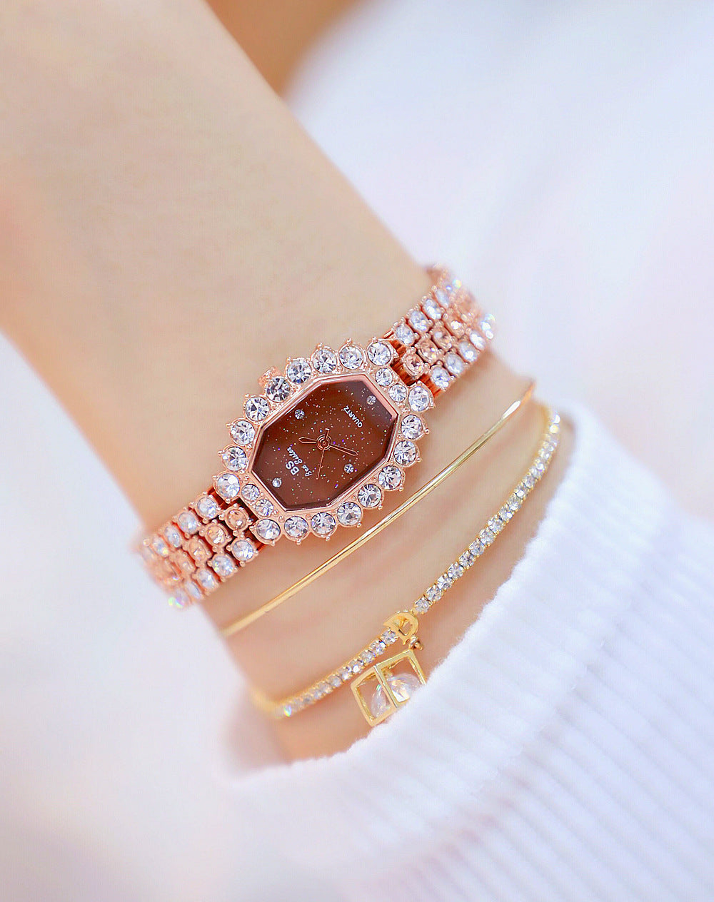 Luxury Full Diamond Steel Band Quartz Watch 1239220071386