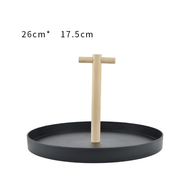 Round solid wood portable tray 1239769525000