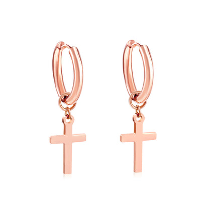 European And American Fashion Stainless Steel Ear Clip Temperament Men's And Women's Cross Earrings 124068c1 6c15 4186 81af b