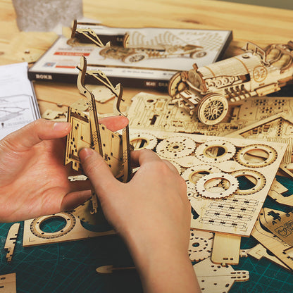 3D Wooden Puzzle Train Model DIY Wooden Train Toy Mechanical Train Model Kit Assembly Model Home Decoration Crafts - HD Wireless Product #2