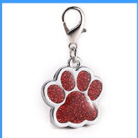 Zinc alloy custom glitter foot paw dog tag 124373592204