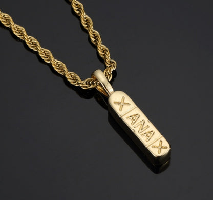 Tide brand men and women XANAX pendant Pure copper gold plated hip hop necklace jewelry 124497456862 c064b3f0 0820 4cbe b4c6 