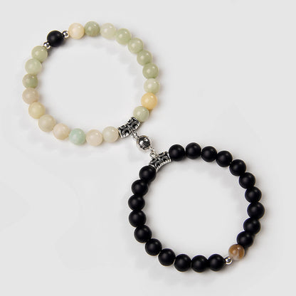 A Pair Of Distressed Natural Stone Couple Bracelets - HD Wireless Product #4