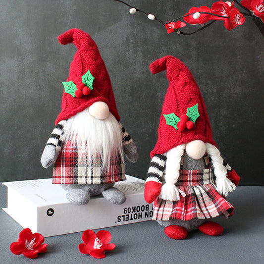 Cute Braids Faceless Plaid Hooded Forest Old Man Doll Home Plush Desktop Decoration 124964de d0b5 4127 835f 9b7a88928eb6