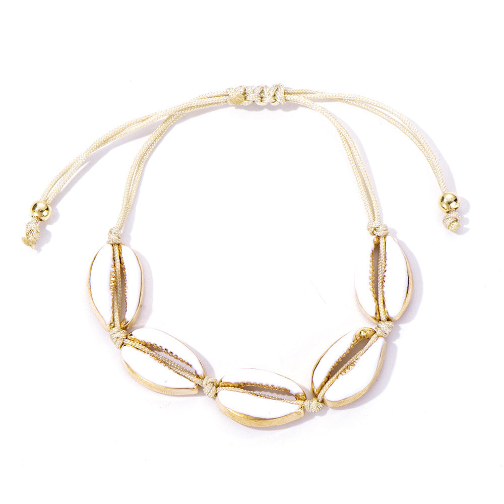 Gold alloy natural shell handmade knotted necklace 1253361299556