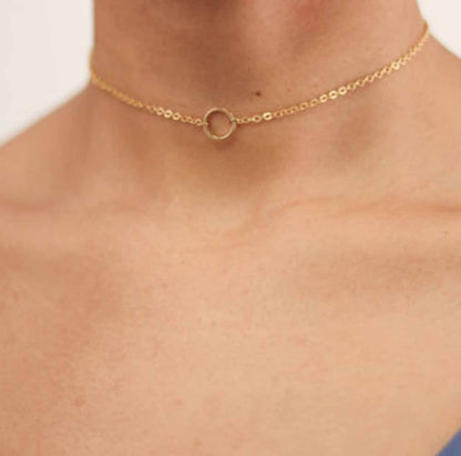 Chain metal ring short necklace 126374595157