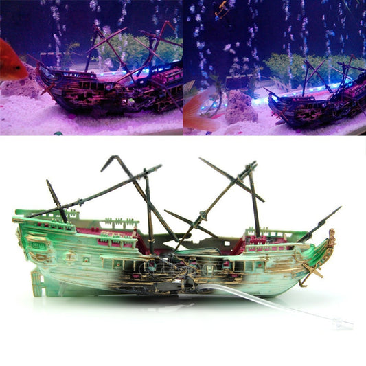 American Seahorse Pneumatic Fish Tank Decoration Aquarium Scenery Package Aerobic Toys Deep Sea Rotten Ship Sunk 126374645412