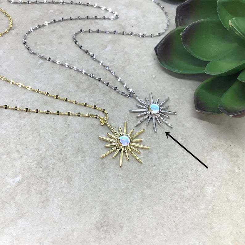 Boho Synthetic Opal Necklace Gold Sun God 1267a233 4ce5 4db4 ac9d 6a048b7e403b