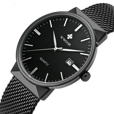 Men's mesh belt quartz watch wholesale ultra-thin waterproof steel 1268226281055