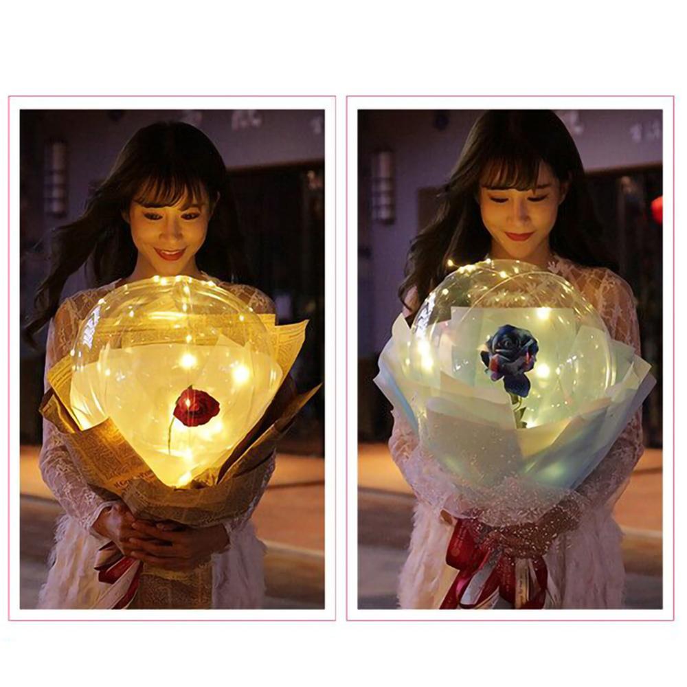 LED Luminous Balloon Rose Bouquet Transparent Bobo Ball Rose 1268875326556