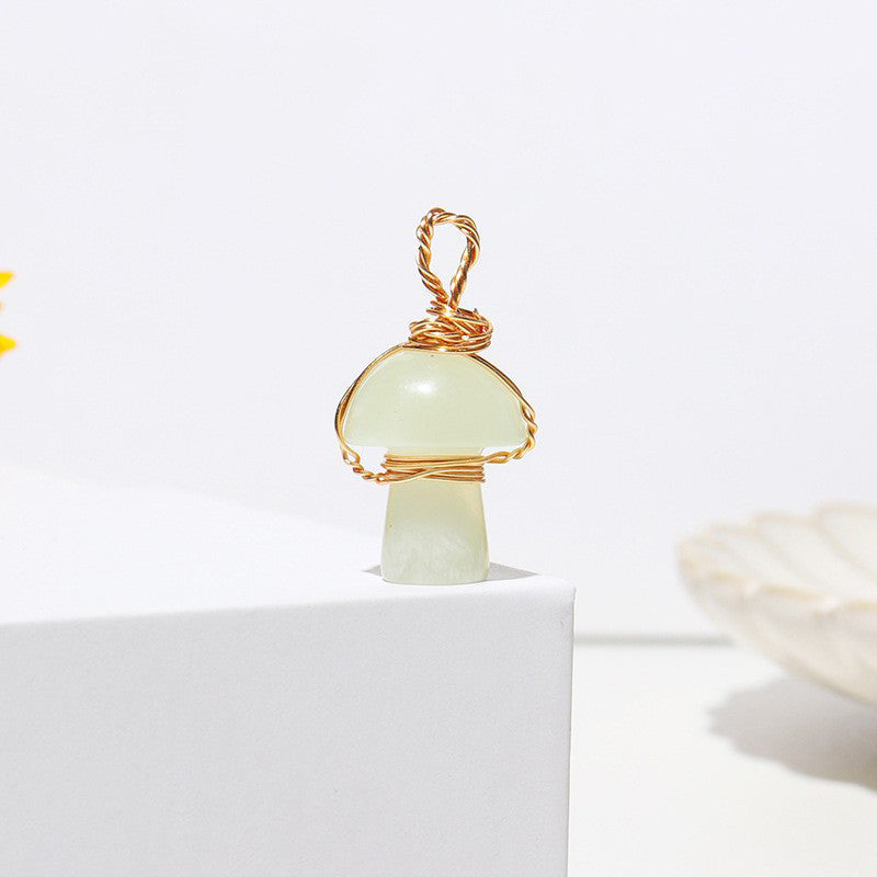 Crystal Agate Semi-Precious Mushroom Braided Pendant 126a4f9e 843b 4d78 ab2b 0f5966af3d56
