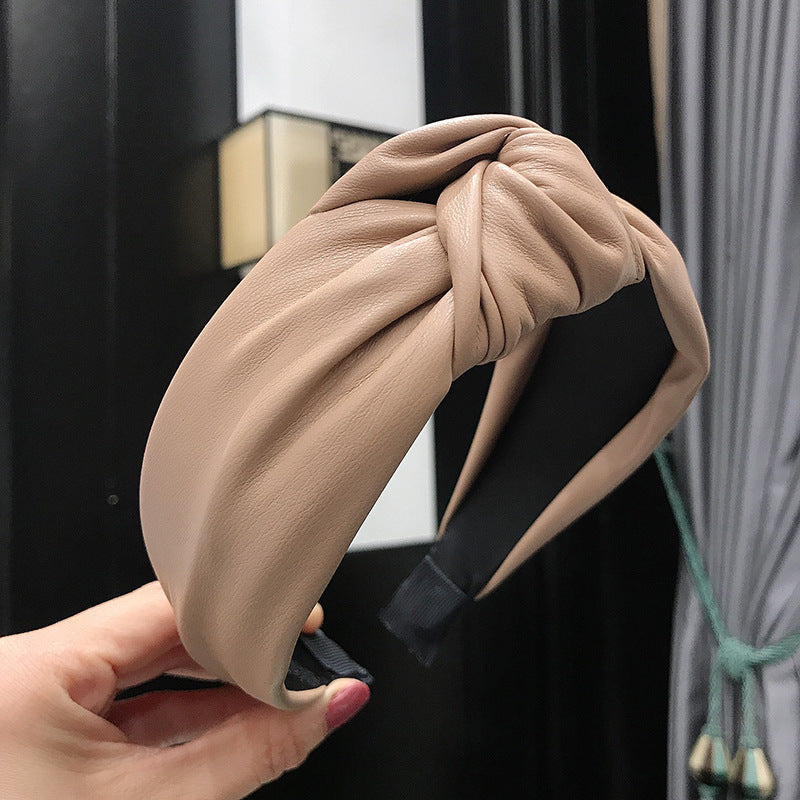 PU imitation leather knotted headband 12700536047307