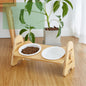 Cat Bowl Solid Wood Ceramic Double Bowl Oblique Mouth Pet Bowl Protecting Cervical Spine Cat Food Bowl Cat Food Bowl 12765804