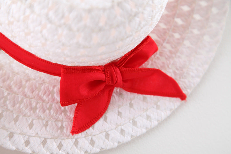 Girl's Straw Hat Skirt With Strawberry Big Bow Suspenders 127c23f3 25ac 4da9 b619 96d5dbc0c79d