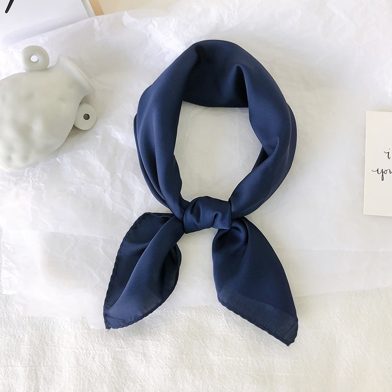 Pure color ladies tie wrap silk scarf 1282402663358