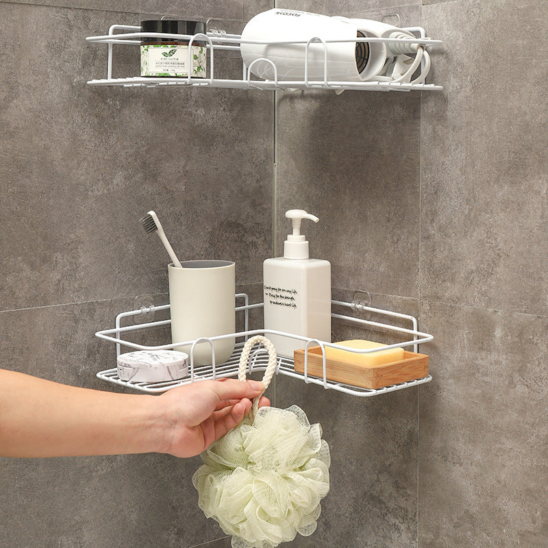 Bathroom Shelf Corner Frame Shower Wrought Iron Kitchen Accessories Storage Rack Holder Bathroom Shelves Bathroom Equipment 1