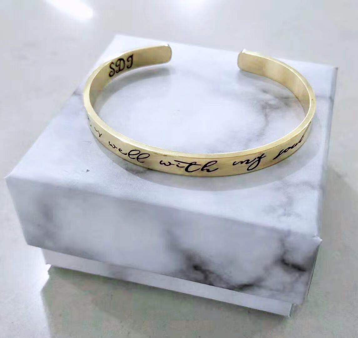 Mantra Bracelet With Quotes Stainless Steel Cuff Inspirational Jewelry Graduation Gift 1284955549359