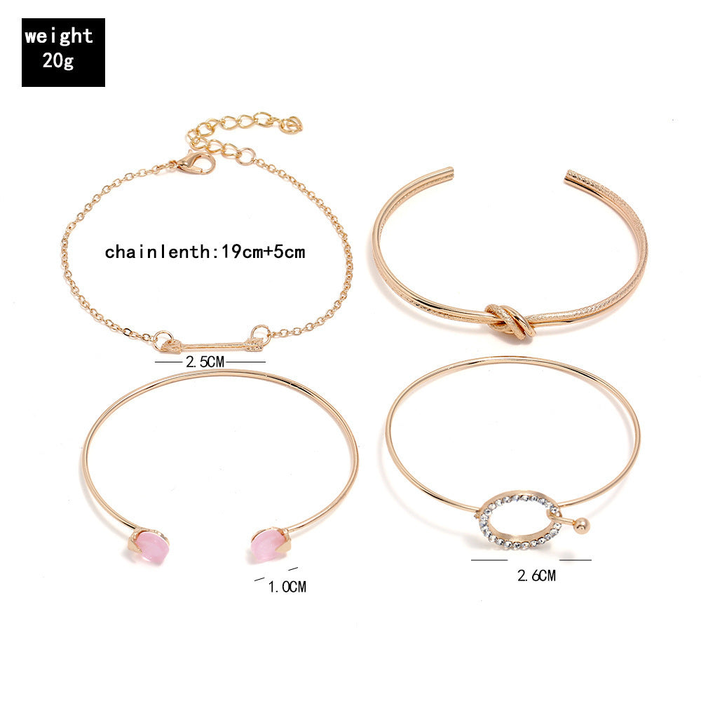 Personality knotted ring circle diamond arrow bracelet 1285894845801
