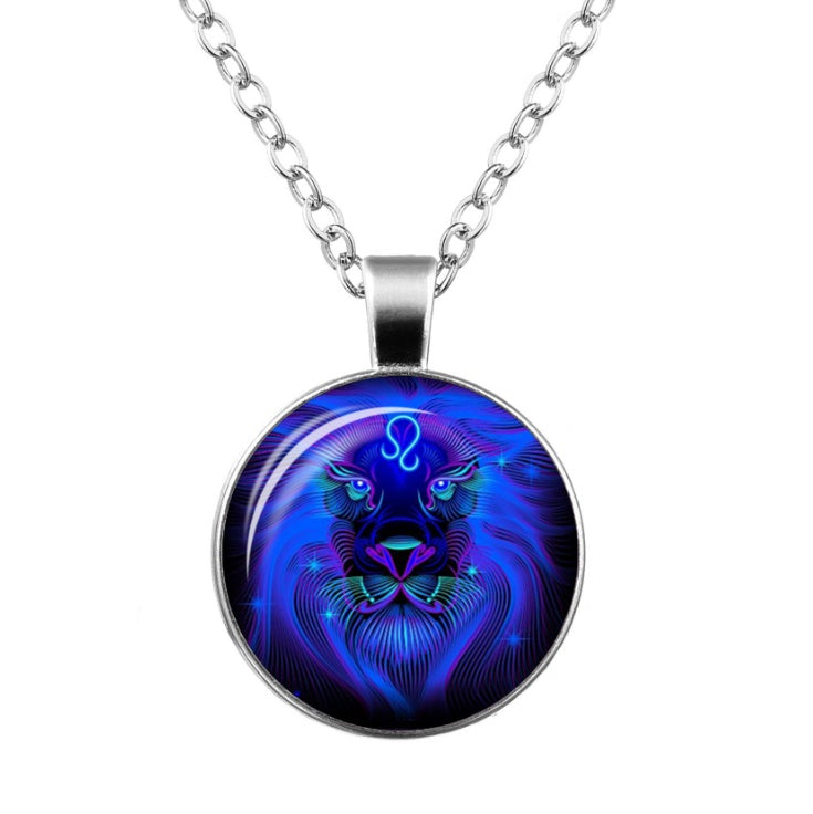 Twelve Constellation Time Gemstone Glass Pendant Necklace 1290211591784