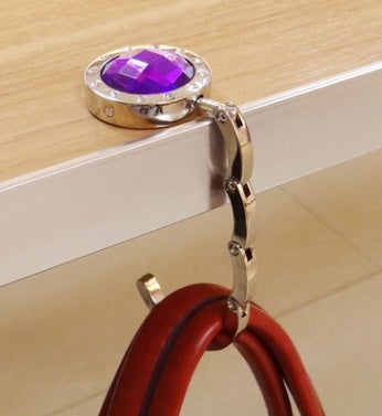 Fashion ladies crystal bag hook personality purple diamond metal bag hook 1292843163136