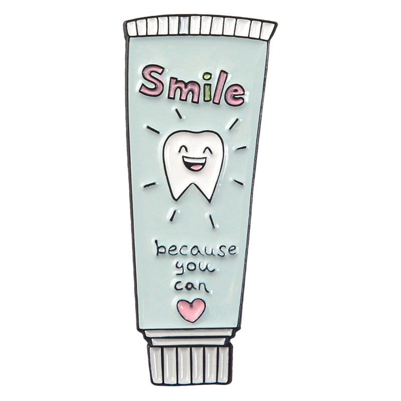 Cute cartoon toothpaste toothbrush brooch 1293952807347