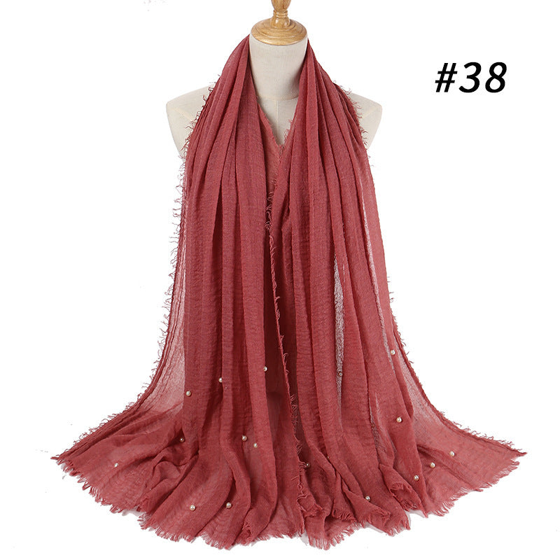 Cotton and linen crumpled monochrome scarf 1299133811645